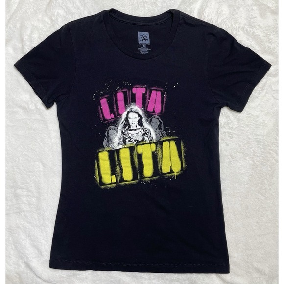 WWE Authentic Lita Women's T-Shirt Double Sided "Rebel By Design" On Back Size M - Picture 1 of 5